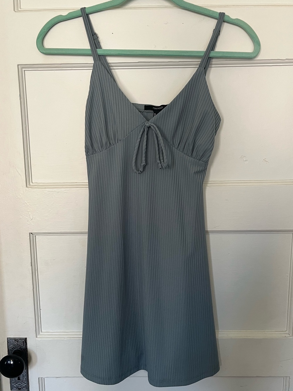 Mint Ribbed Spaghetti Strap Mini Dress